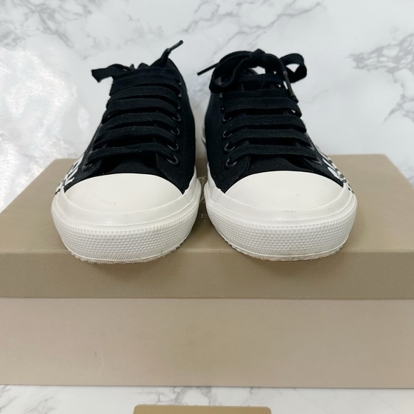 Burberry Black and White Cotton-Gabardine Sneakers - Picture 9 of 14